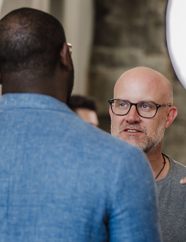 Coaching session showing leadership development conversation