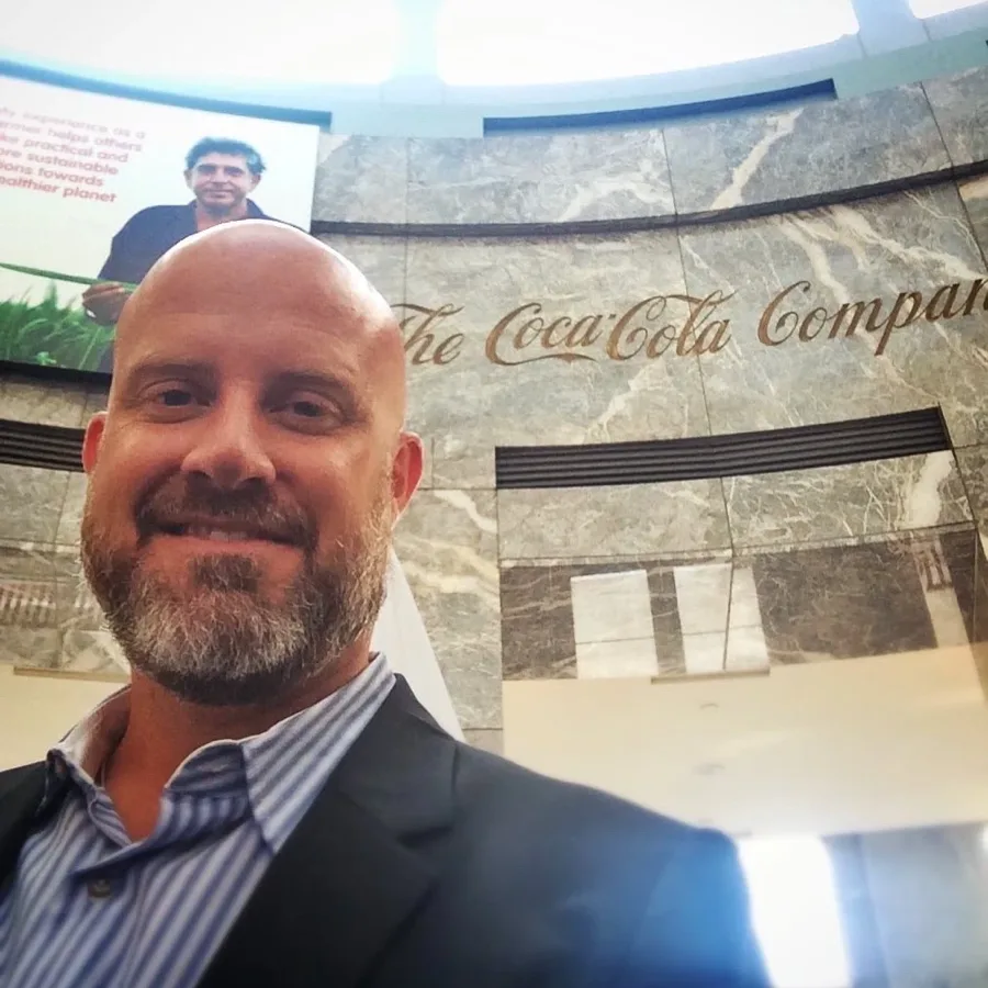Angus Nelson in the lobby of The Coca-Cola Company
